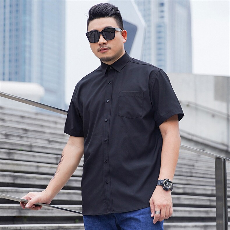 2XL-10XL夏季弹力大码短袖衬衣男休闲宽松衬衫可穿350斤8820,男装衬衫,星座802
