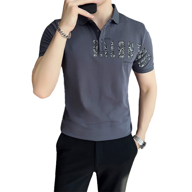 2024夏季新款英伦风高品质修身刺绣POLO衫冰丝短袖T恤男D238-p48,男装T恤,电商D303