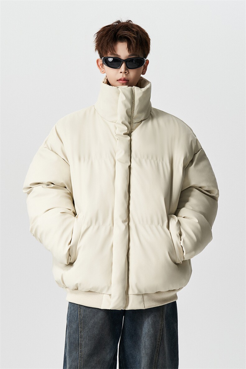有长图冬季美式羽绒棉服男宽松棉衣立领PU皮棉袄外套MF00756/P100,男装棉衣,电商B316
