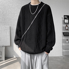 8XL-M圆领毛衣男秋冬季宽松慵懒套头麻花针织衫毛线衣MY19005P68，男装针织衫/毛衣，电商B312