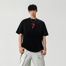 2025新款潮牌短袖宽松韩版字母印花扎染工艺T恤T8823/P5588，男装T恤，星座202