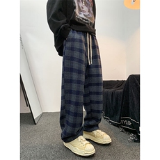 宽松阔腿重磅休闲裤格子拖地裤K0848-P48，男装休闲裤，星座308B-2