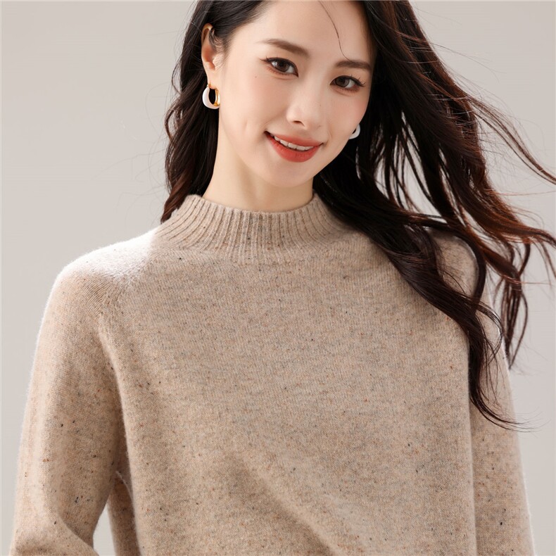 2025年秋季套头彩点加厚半高领时尚你的通勤休闲，女装羊毛衫，万禾羊绒
