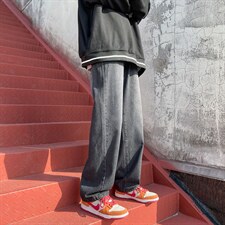 推荐！港风宽松潮流直筒牛仔长裤男女B377-N680-P4558，男装牛仔裤，电商B377