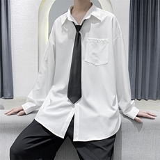 现货男装四季长袖纯色宽松休闲衬衫上衣送领带DM13-P40，男装衬衫，电商D321-1