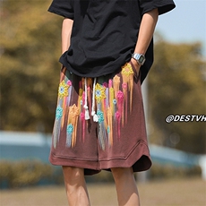 2026夏季新款港风大码发泡印花五分裤M-5XL-DK2317-特P30，男装牛仔裤，星座417-1（原电商B245）