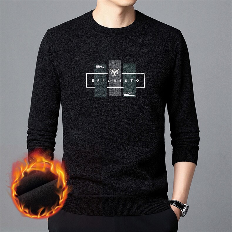 2024秋冬季时尚大码天鹅绒加绒加厚韩版休闲套头衫KF8815P39,男装针织衫/毛衣,星座306A