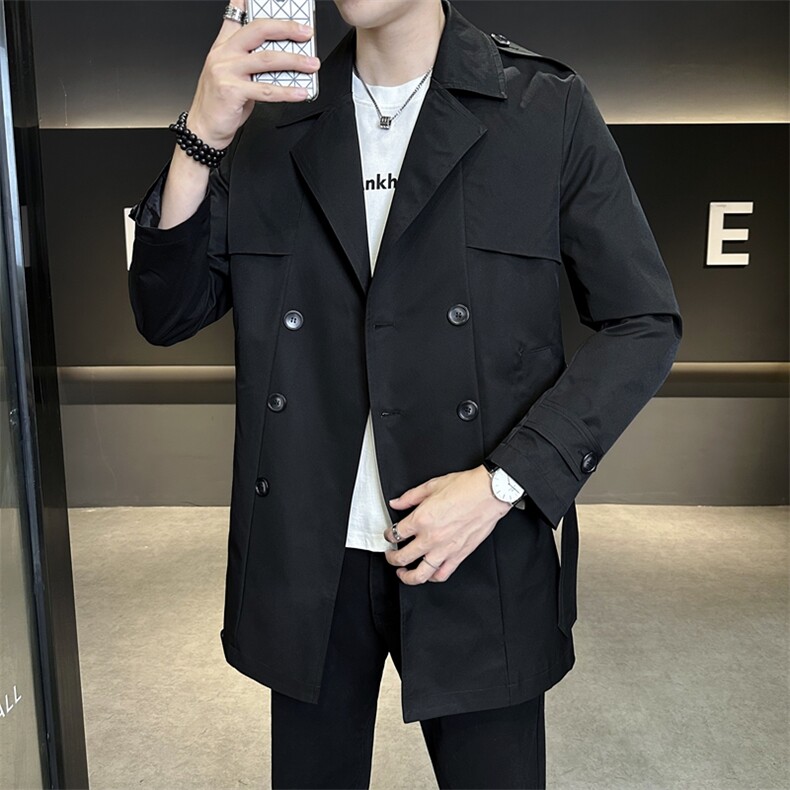 韩版风衣外套男2025款高级感痞帅男装中长款大衣外套P120控168,男装风衣,星座914