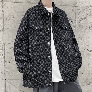 秋季新款美式复古夹克水洗提花牛仔外套 FB78 P58图片