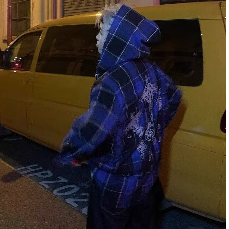 C300-P53男女同款设计感连帽格子衬衫春秋做旧衬衣宽松小众,男装衬衫,电商B323A