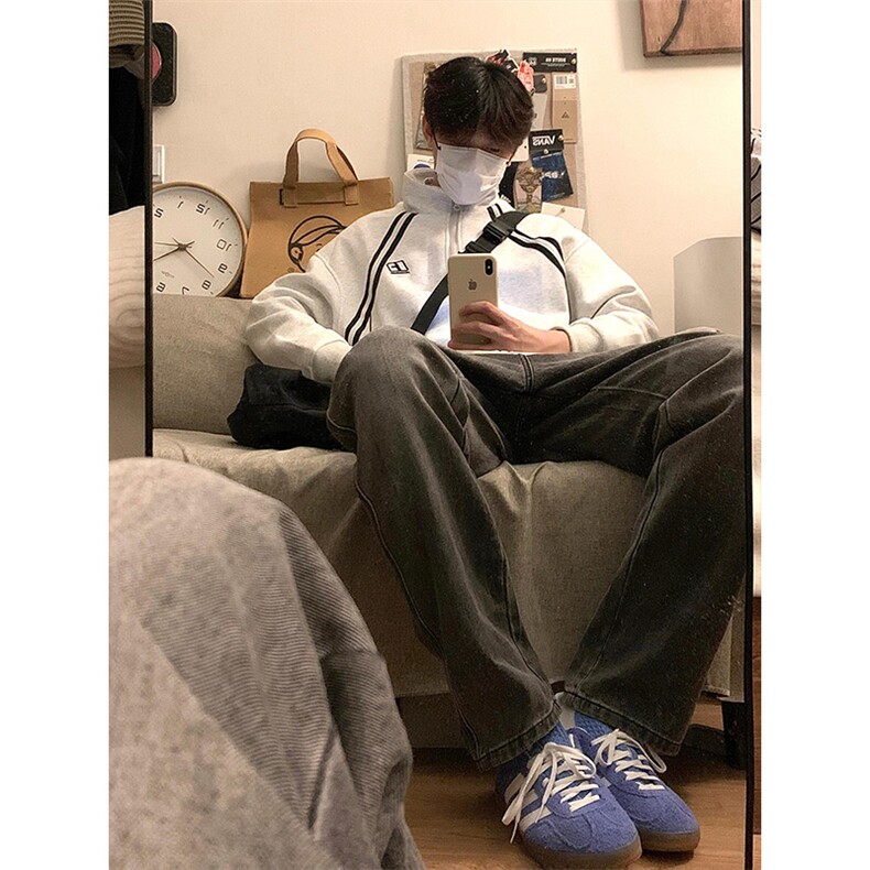 【有货】cleanfit花灰色卫衣男春秋高级感痞帅开衫外套H637LL-P65,男装卫衣,星座1007（原301D）