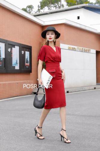 时尚女人味连衣裙??，女装连衣裙，珀莎