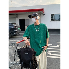 美式重磅做旧印花短袖t恤圆领宽松半袖情侣上衣T3668-特价P28，男装T恤，电商A007