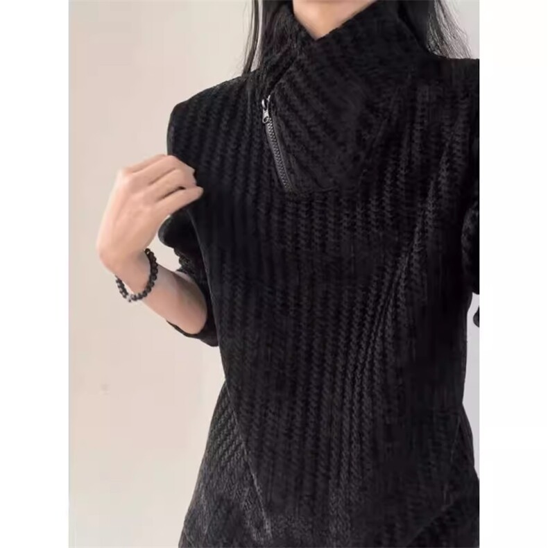 美式斜拉链鱼骨纹卫衣加绒加厚打底T恤*CK93*P23加绒28，男装T恤，星座511-1