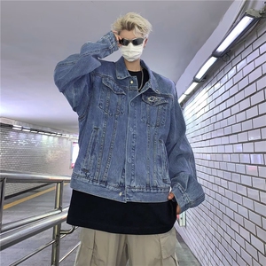 浅蓝色垫肩短款牛仔外套男春秋款高级感痞帅cleanfit夹克 JK8930图片