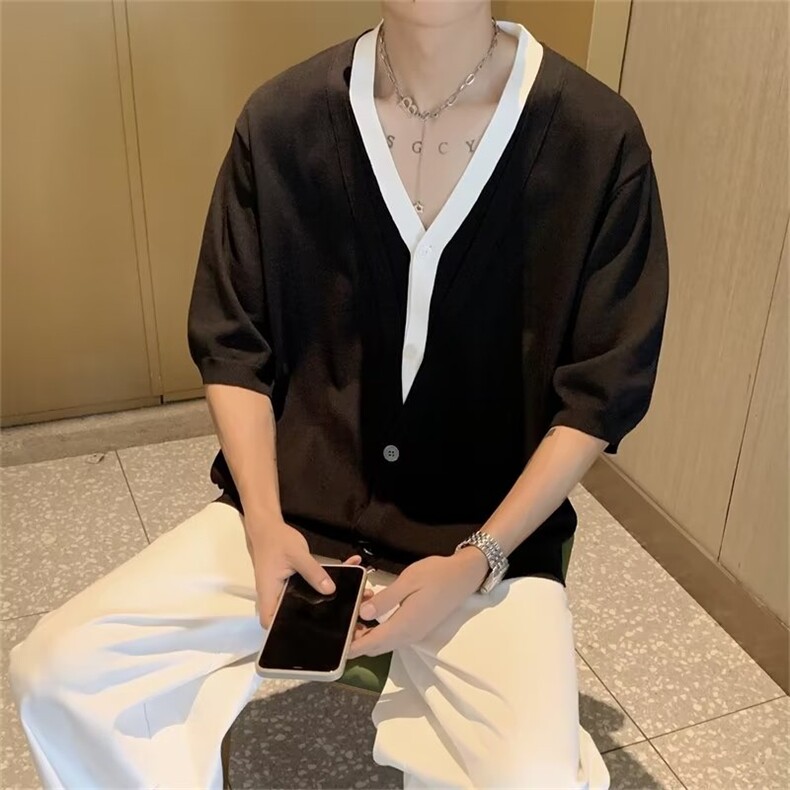 冰丝针织假两件B202P48,男装针织衫/毛衣,星座1116-2
