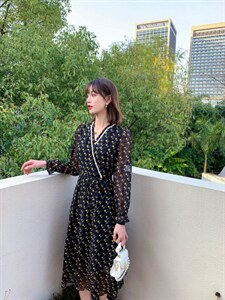 韩版时尚潮流优雅淑女气质甜美连衣裙图片