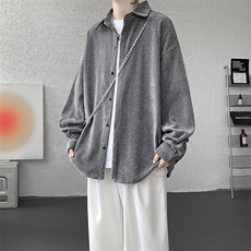 8XL-M人字纹小香风衬衫男生春秋衬衣宽松慵懒垂感外套CS29008P45，男装衬衫，电商B312