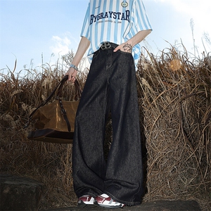 8XL-M 原牛！深蓝美式阔腿牛仔裤垂感慵懒休闲拖地直通裤K9139P68图片