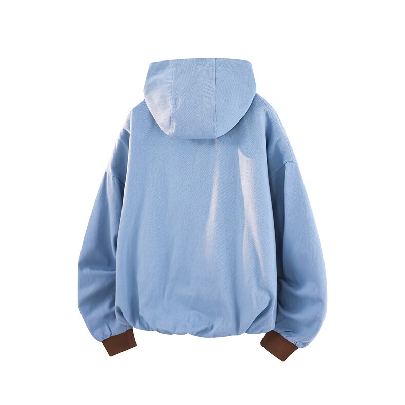 8XL-M美式复古撞色连帽水洗夹克男高级感做旧情侣外套JK1327P88,男装夹克,电商D206-1