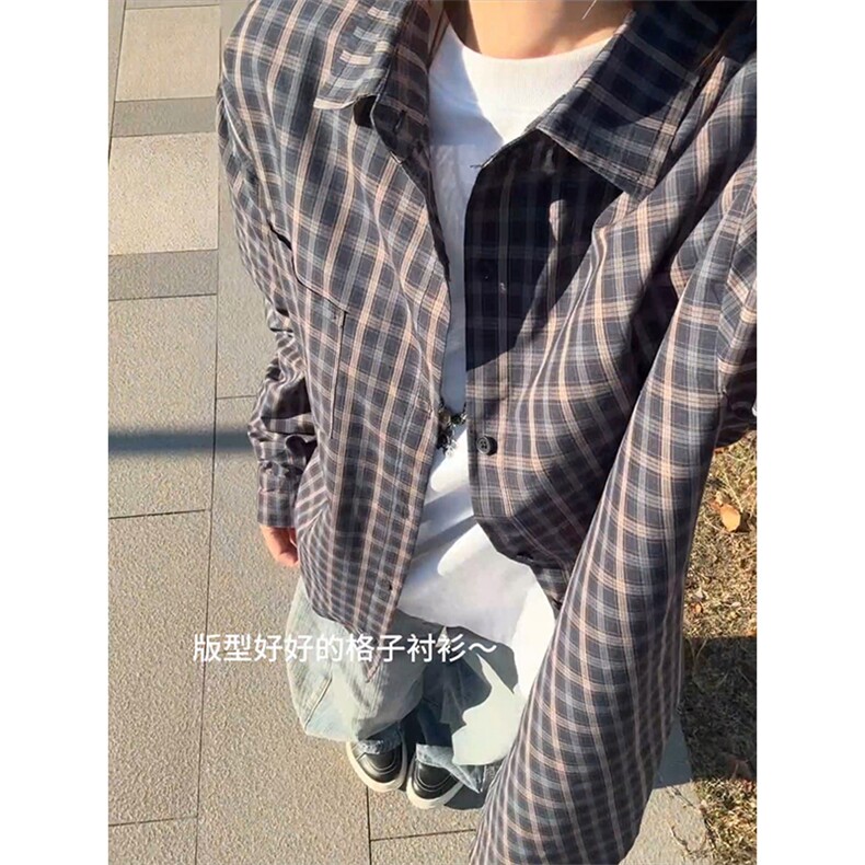 松弛感老钱风格子衬衫高级感宽松上衣外套男女C61311-TP4588,男装衬衫,电商A102