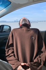 美式复古腊肠狗刺绣双面德绒高领大码长袖T恤男T24501-特P21控39，男装T恤，电商A001-1