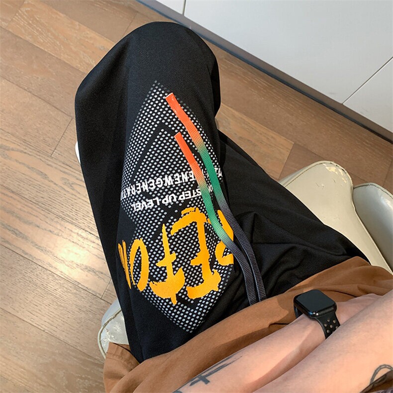 美式七分裤男2025夏季沙滩裤菠萝格重工印花7分阔腿中裤-2472-P26,男装休闲裤,星座207