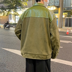 仿麂皮绒拼接夹克男韩版休闲设计轻熟风撞色外套上衣潮HH677P55，男装夹克，星座1013-5