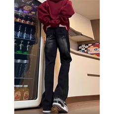 美式高街vibe裤子渐变牛仔裤男直筒修身工装微喇裤子WLT1522-P48，男装牛仔裤，星座1008