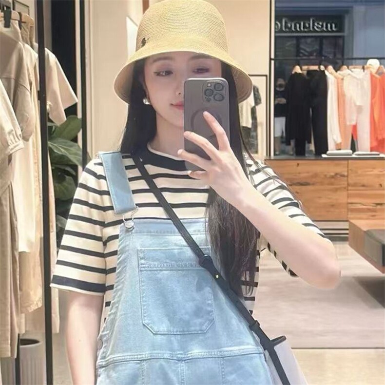 短袖t恤女2025新款夏季薄款宽松显瘦打底上衣小衫,女装T恤,淘淘羊羊绒