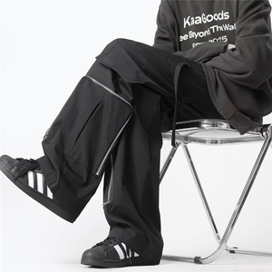 秋款男工装裤拉链大口袋织带长裤加大码S-5XL h10091 P50图片