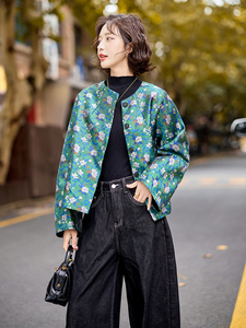 水衣源2668款新中式短款提花轻款早春羽绒服女图片