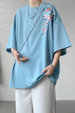 DSA059-T10023-特批25夏季高品质菠萝格短袖宽松大码五分袖T恤，男装T恤，电商A059