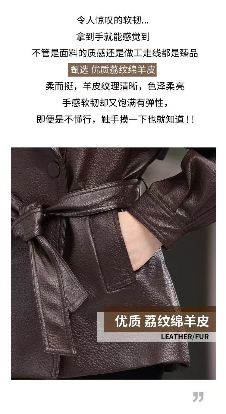 2025秋冬百搭时尚简约女外套西装领中长款风衣机车皮夹克,女装短外套,泰合衣坊
