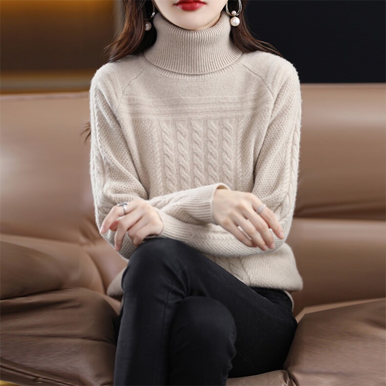 2025秋冬装新款时尚加厚宽松长袖上衣女士羊毛衫时尚百搭,女装羊毛衫,春贝羊绒