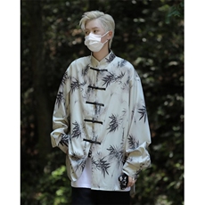 新中式男装风立领花衬衫外套式夏中山汉服民唐装男款C4523，男装衬衫，星座1116A-1（原606A）