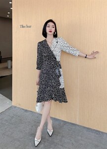 夏季新款 韩版撞色连衣裙,女装连衣裙,依莉莱(1F)