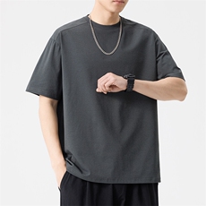 短袖t恤男2025夏季新款宽松圆领黑白纯色百搭上衣A406T884特P30，男装T恤，星座309（原A406）