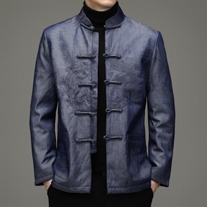 风冬季立领长袖休闲时尚男士唐装羽绒服爸爸装SFT99138-P190图片