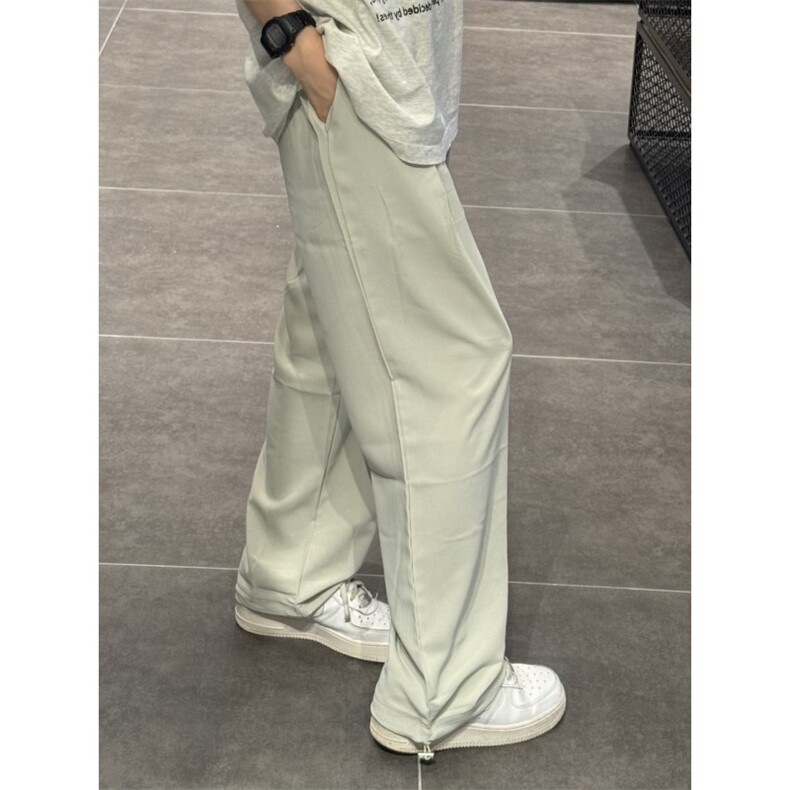 【网图有货】豆绿色冰丝阔腿裤凉感裤子垂坠感KZ539LL-特P40,男装休闲裤,星座1007（原301D）