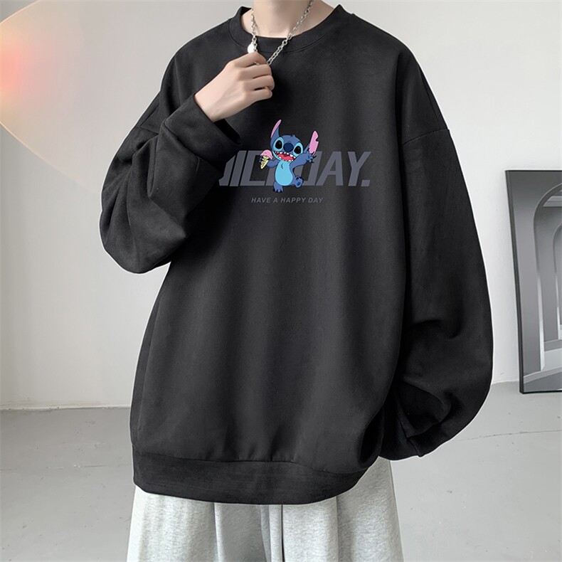 麂皮绒卫衣男大码重磅长袖t恤男JW81173-P35加绒款P45,男装卫衣,电商A040