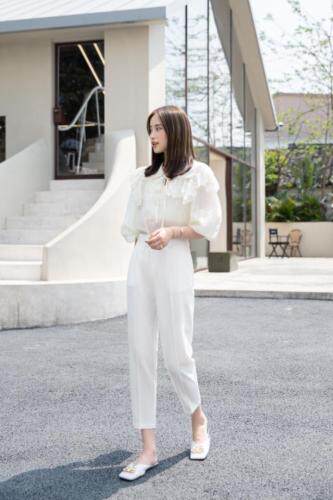 现货烫中缝高低腰哈伦裤，女装，杭派依秀