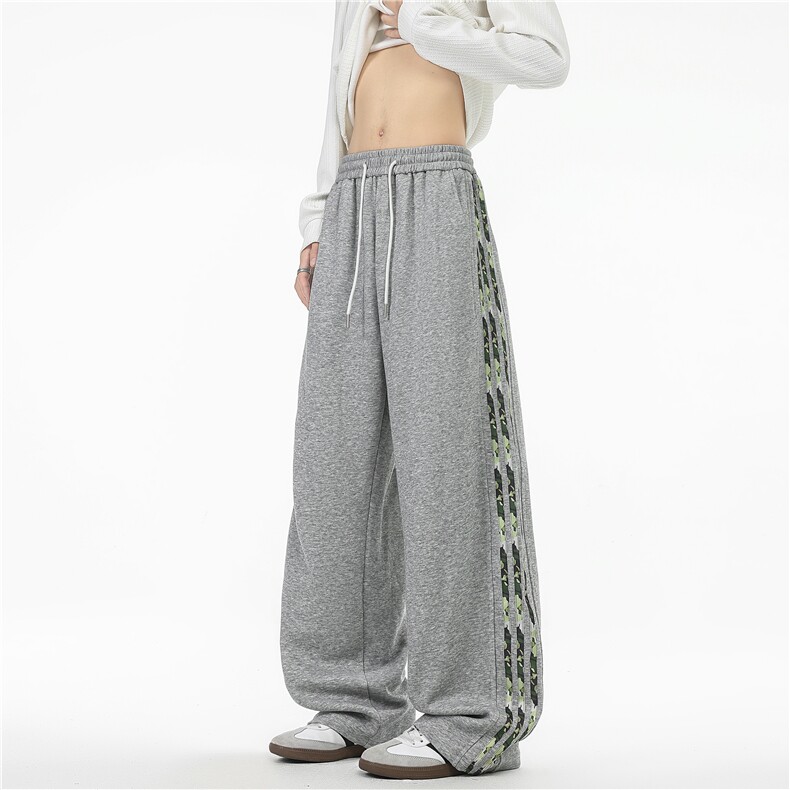 华棉美式三条杠迷彩条纹春秋款重磅宽松直筒休闲运动卫裤K602/P40，男装休闲裤，电商B318