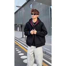 重磅高品质硬挺boxy26春装美式高街结构撞色拼接连帽卫衣开衫外套，女装短外套，电商A486