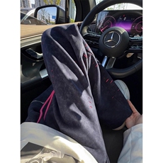 藏青色小众破洞裤子男秋季水洗华棉重磅卫裤美式复古阔腿休闲长裤，男装休闲裤，星座813-2