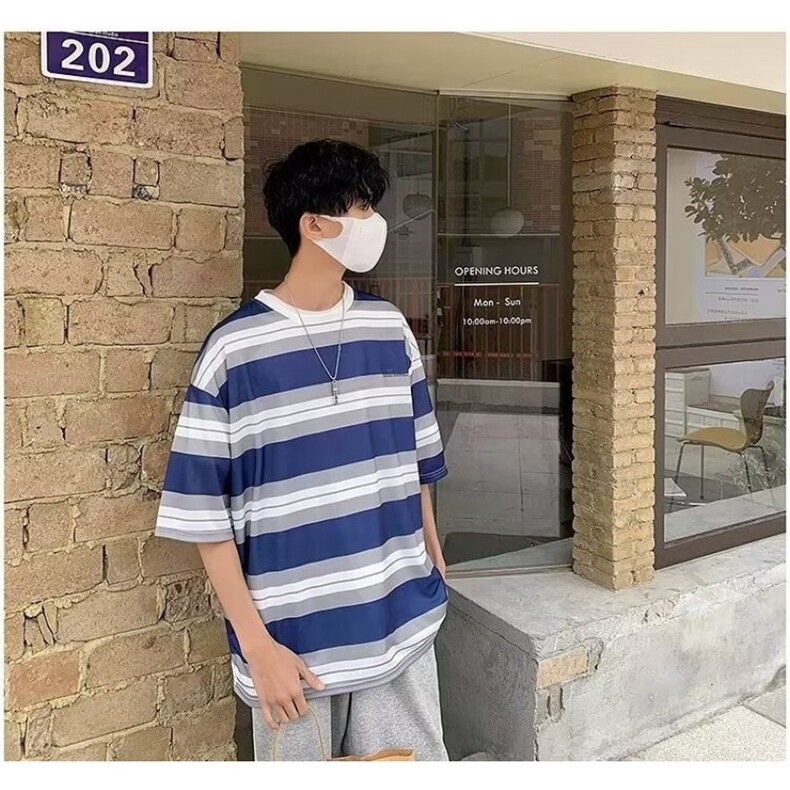 2024春夏季新款男休闲圆领条纹短袖T恤HT51P25,男装T恤,星座1116-2