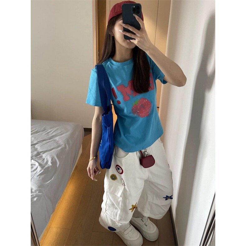 AK2221-P70星星刺夏季薄款美式多口袋阔腿宽松七分裤,男装牛仔裤,星座617A-2