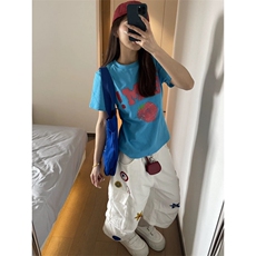 AK2221-P70星星刺夏季薄款美式多口袋阔腿宽松七分裤，男装牛仔裤，星座617A-2