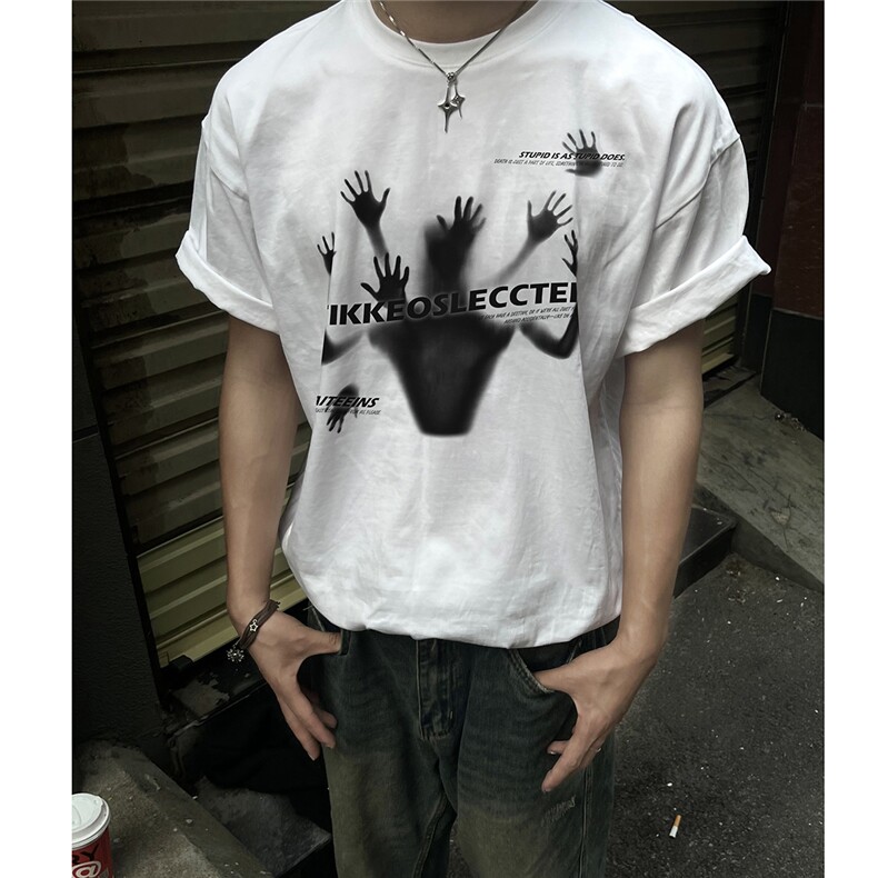 短袖T恤男士夏季宽松潮流印花打底纯棉上衣服D328-T2478-P20,男装T恤,电商D328