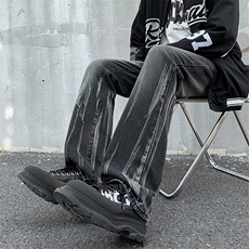 秋季美式ins高街hiphop微喇扎染牛仔裤货号K2313P55控78，男装牛仔裤，电商A063